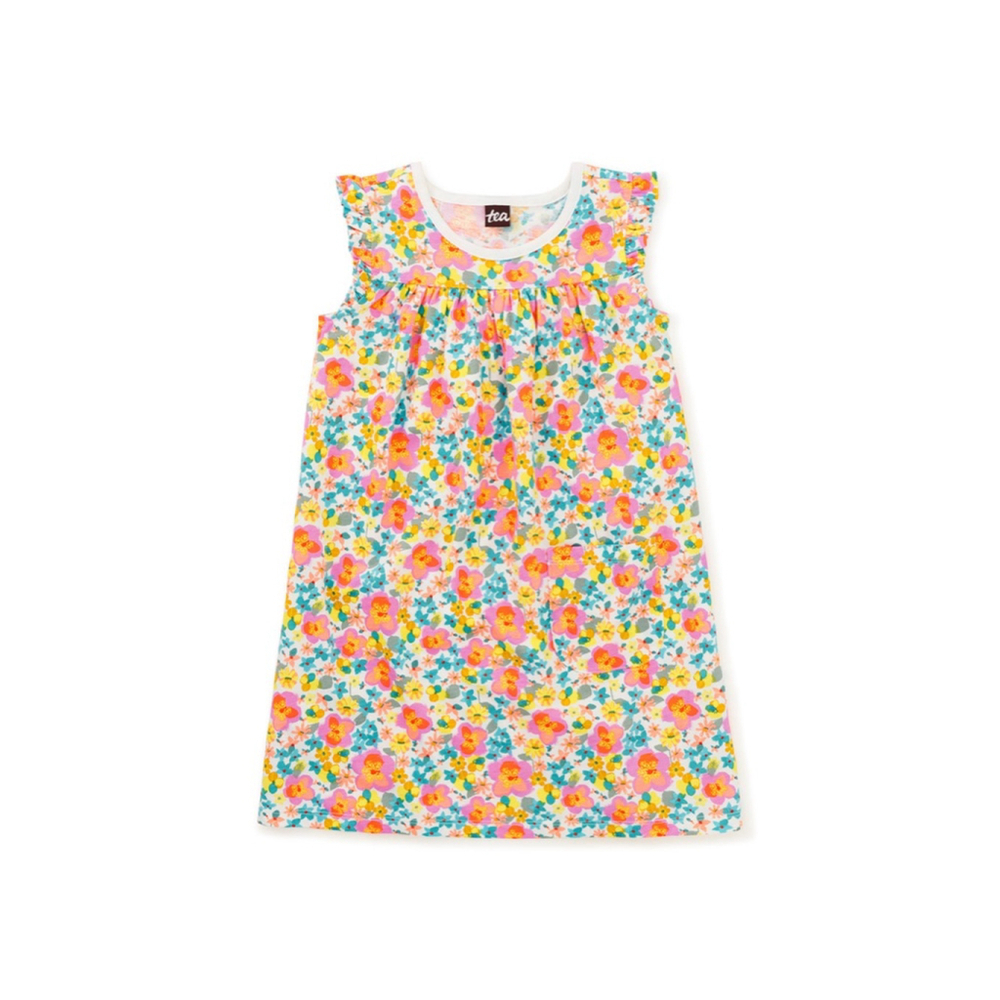 Tea The Mighty Mini Dress Floral Girls Size 7 Multi-color Like New